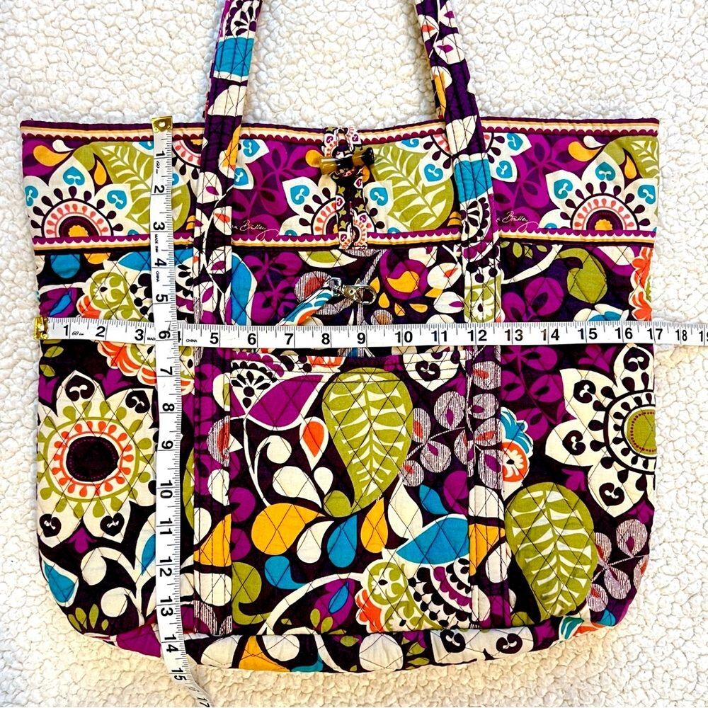 Vera Bradley Retired Plum Crazy Floral Pattern Tote Bag Purse - Picture 8 of 15